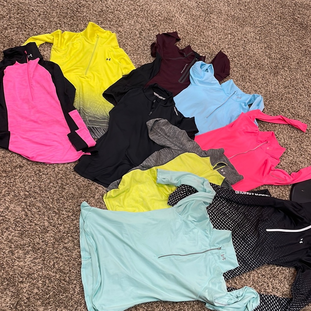 Huge lot 11 Under Armour 3/4 zip ups